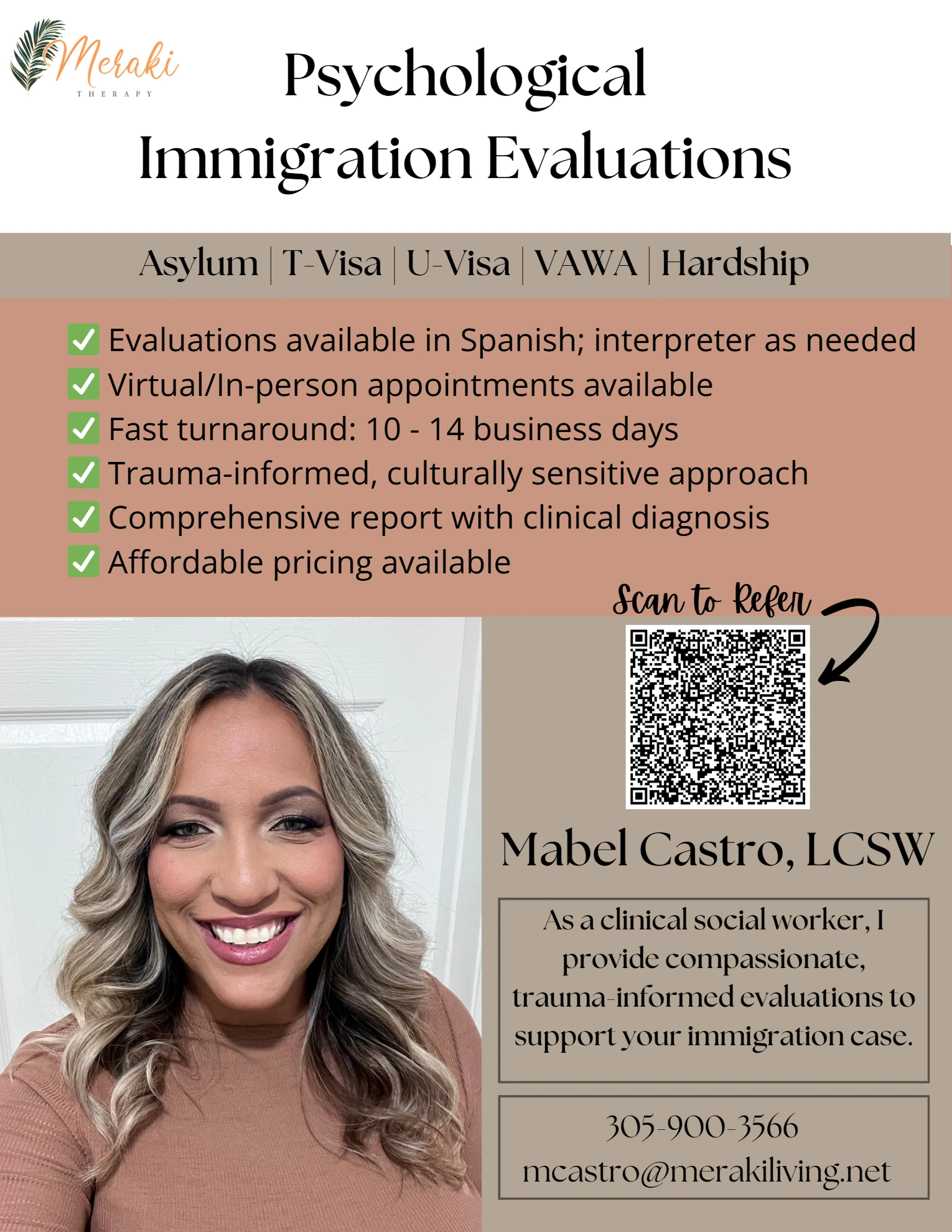 Psychological immigration evaluations information flyer
