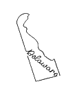 Delaware state shape on black background