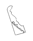 Delaware state outline on black background