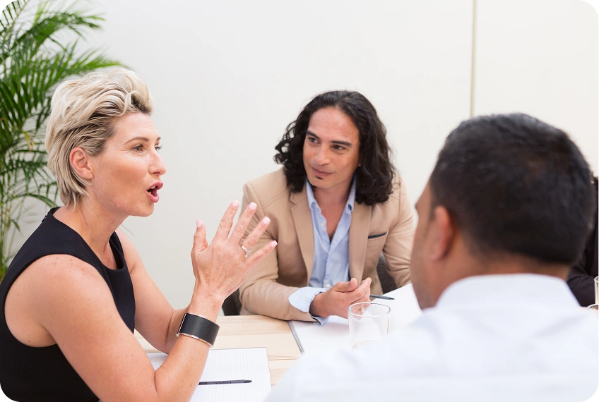 Collaborative team conversation in office